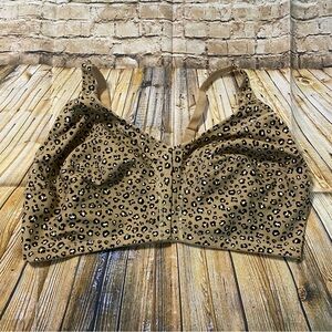 Comfort Choice Beige Leopard Print Front Clasp Unlined Bra